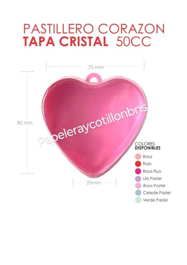 CORAZON PASTILLERO PLASTICO 8 X 2,5